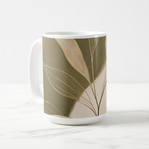 Caneca De Café Ramo de Oliveira Elegante Abstrato