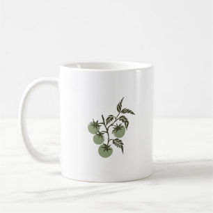 Caneca De Café Ramo de Tomate Botânico Personalizado Nome Verde