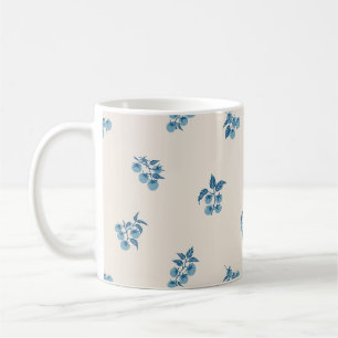 Caneca De Café Ramo de Tomate Disperso Botânico Poeira Cerúleo