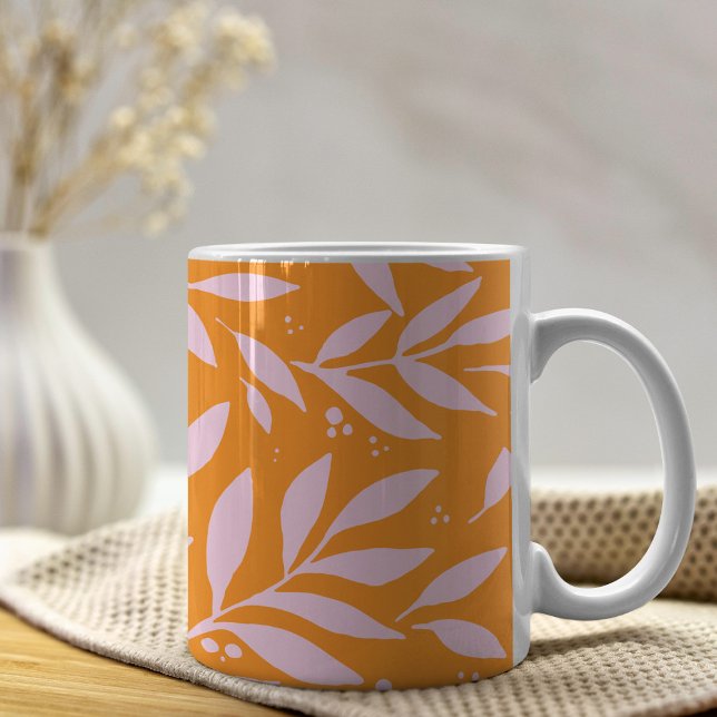 Caneca De Café ramos bonito - laranja e permuta rosa (Criador carregado)
