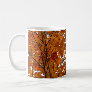 Caneca De Café Ramos de Folhas de Bordo I Outono Laranja