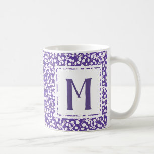 Caneca De Café Ramos Florais de Flores Brancas Violeta Ultra Roxo