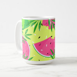 Caneca De Café Ramos Tropicais Brilhantes de Melancias de Verão
