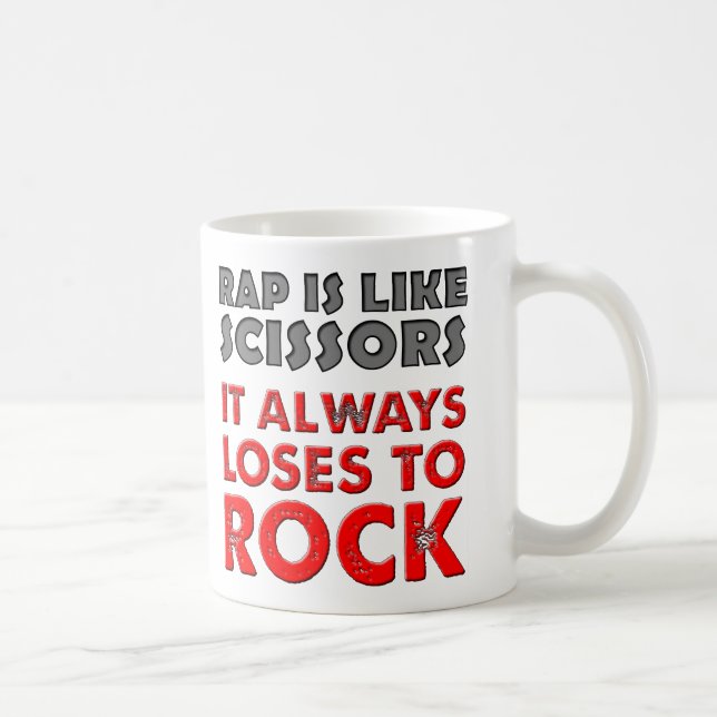 Caneca De Café Rap versus Rock Paper Scissors Engraçado Mug (Direita)