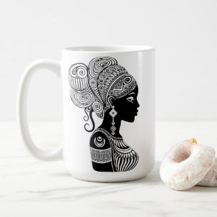 Caneca De Café Rapariga africana Retrato Tribal Tatuagem
