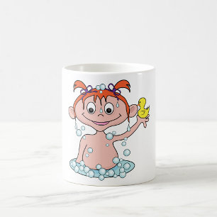 Caneca De Café Rapariga Bath Time Divertida com Pato de Borracha 