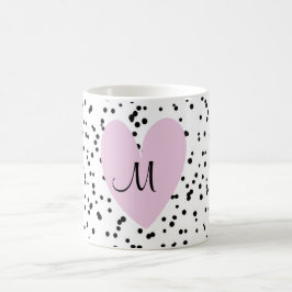 Caneca De Café Rapariga Blush Pink Heart Monograma Superfície