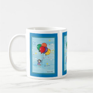 Caneca De Café Rapariga com balões - Crianças Arte para COC