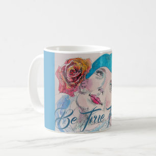 Caneca De Café Rapariga com Rosa vermelha Beret Watercolor Mug.
