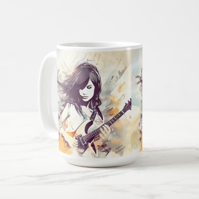 Caneca De Café Rapariga com vibrações musicais (Frente Esquerda)