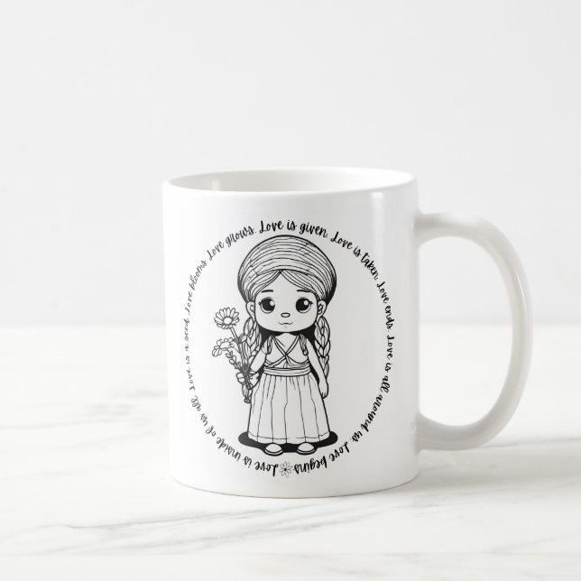 Caneca De Café Rapariga da Madeira com margarida "Love Is" Mug (Direita)