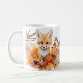 Caneca De Café Rapariga da Raposa em Aquarela Outono Rústico 