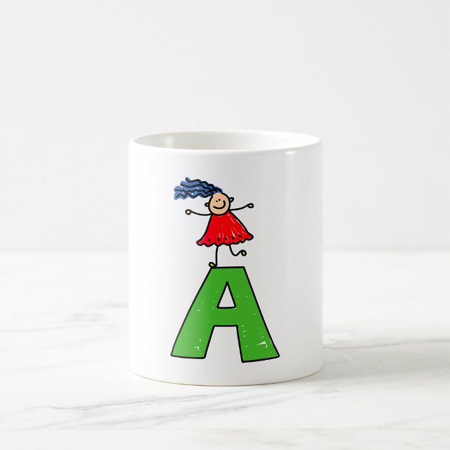 Caneca De Café Rapariga Dançando em Verde - Um Alfabeto Divertido (Criador carregado)
