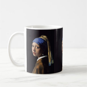 Caneca De Café Rapariga de Johannes Vermeer com pérolas