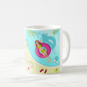 Caneca De Café Rapariga de natação na praia de verão de biquíni