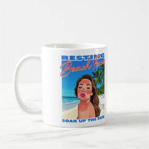 Caneca De Café Rapariga de Poster de Resting Beach Face