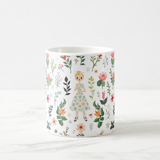Caneca De Café Rapariga Entre Flores (Centro)