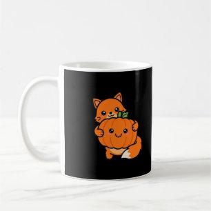 Caneca De Café Rapariga Raposa Abraçando Abóbora Halloween