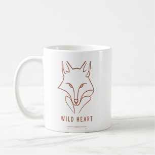 Caneca De Café Rapariga Raposa de Coração Selvagem Arte Minimalis