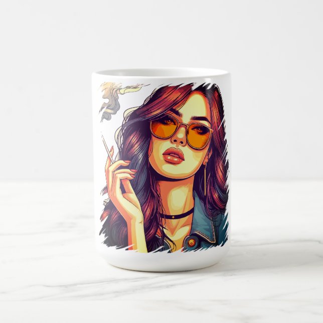 Caneca De Café Rapariga Retroativa Com Óculos De Sol (Centro)
