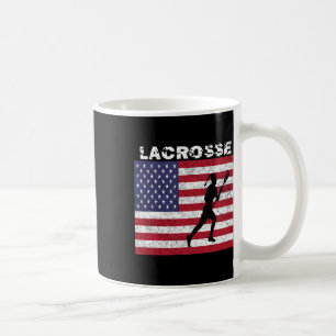Caneca De Café Raparigas Lacrosse Usa Flag T Shirt Distressed Vin