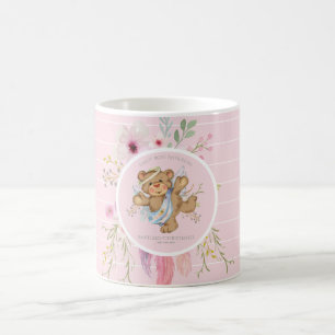 Caneca De Café Raparigas Personalizadas BAPTISM - Anjo Rosa Teddy