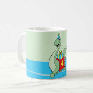 Caneca De Café Rapaz, Dinossauro do 4º Aniversário