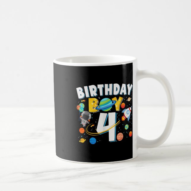 Caneca De Café Rapazes: 4º Astronauta Planeta Espacial Quatro Ano (Direita)
