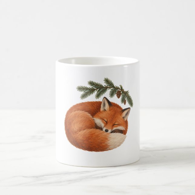 Caneca De Café Raposa Adormecida e Ramo de Abeto (Centro)