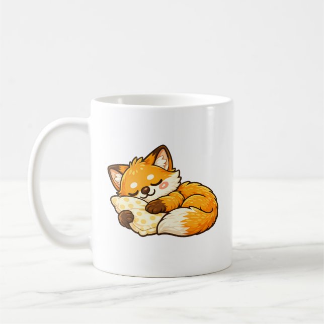 Caneca De Café Raposa Adormecida Fofo e Aconchegante (Esquerda)