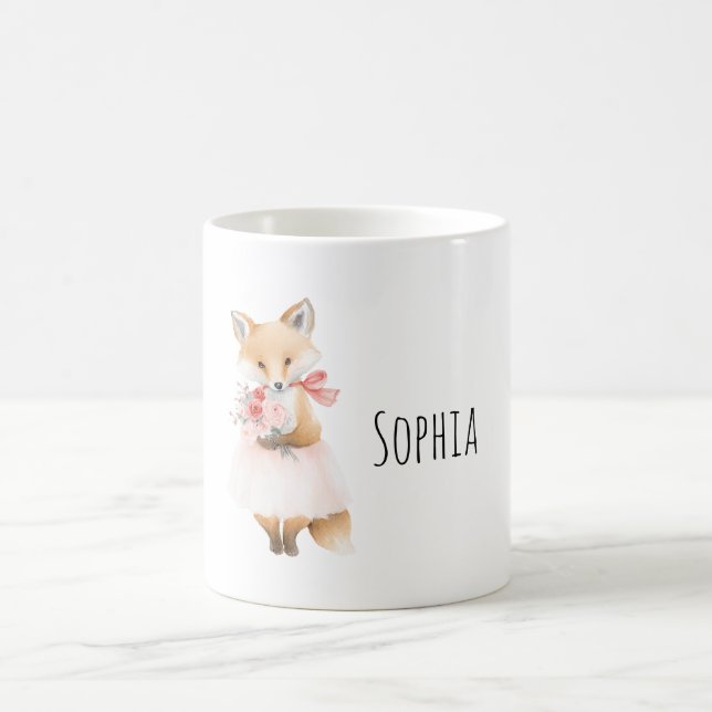 Caneca De Café Raposa com Flores Vestido Rosa (Centro)