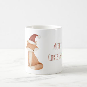 Caneca De Café Raposa de Chapéu Vermelho de Natal