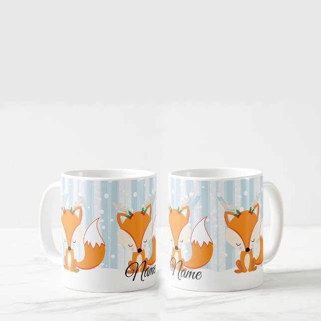 Caneca De Café Raposa-de-Pau-Natal Cura com Rebelde Antlers (Criador carregado)