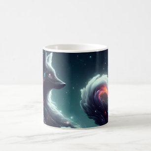 Caneca De Café Raposa Espiritual Cósmica de Luz Estelar Fantasia 
