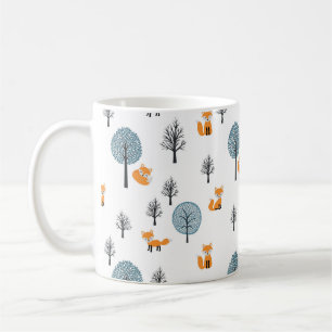 Caneca De Café Raposa Florestal: Fundo Branco Vintage