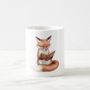 Caneca De Café Raposa lendo um livro