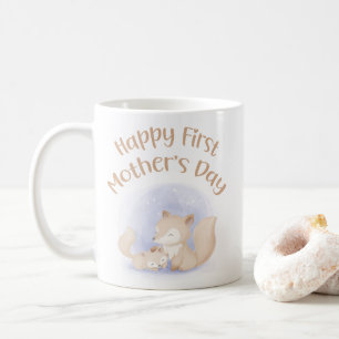 Caneca De Café Raposa-mãe e rapé-bebê - feliz primeiro dia da mãe
