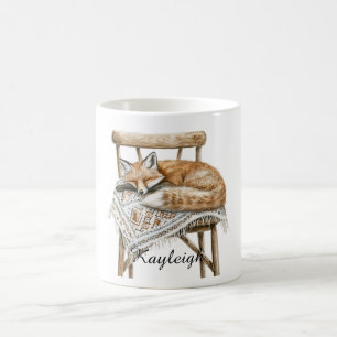 Caneca De Café Raposa na Cadeira de Natal