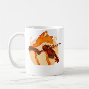 Caneca De Café Raposa Tocando Violino Violinista Amante da Música