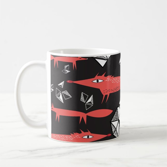 Caneca De Café Raposa Vermelha: Fundo Escuro Invisível. (Esquerda)