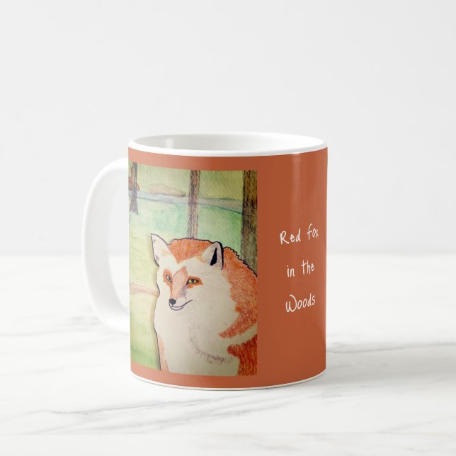 Caneca De Café Raposa Vermelha nos Bosques (Frente Esquerda)