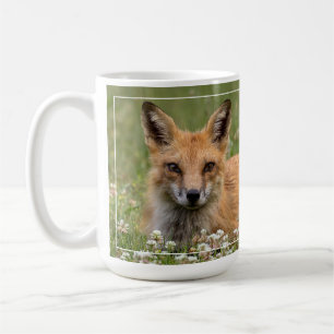 Caneca De Café Raposa Vermelha Numa Cama De Vestuário