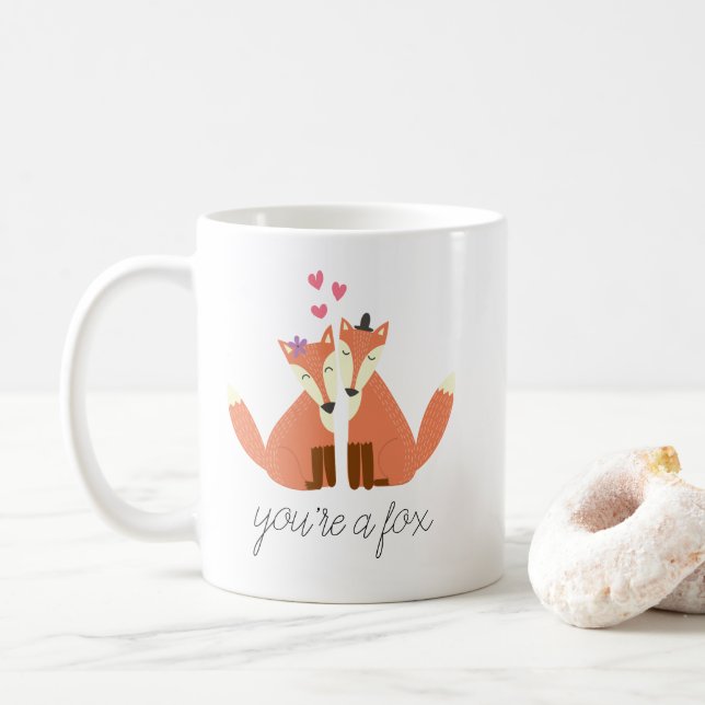 Caneca De Café Raposas apaixonadas (Com Donut)