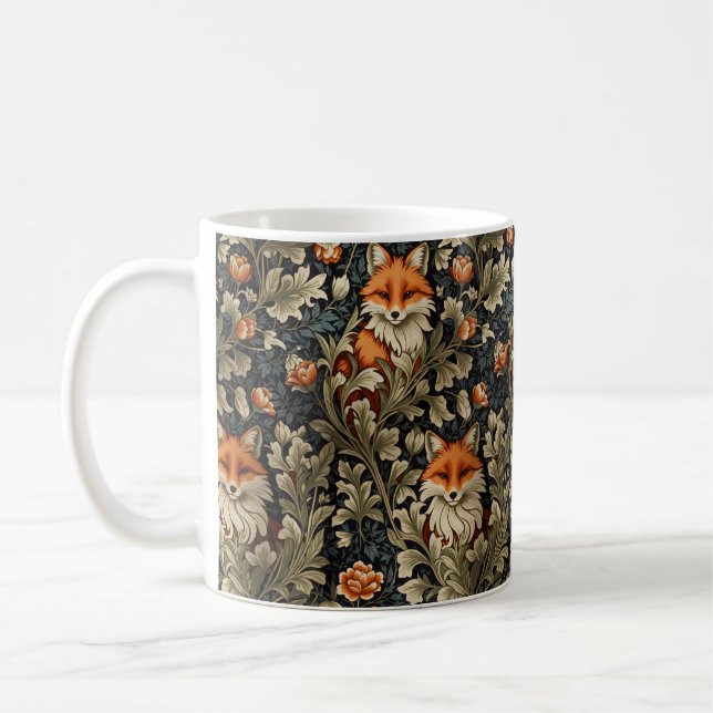 Caneca De Café Raposas Elegantes William Morris - Padrão Inspirad (Esquerda)