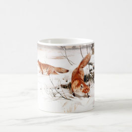 Caneca De Café raposas na neve