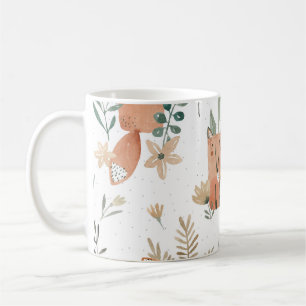 Caneca De Café Raposas nos prados: Aquarela sem costura