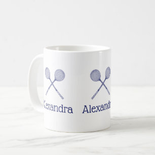 Caneca De Café Raquetes de Squash Cruzadas Azul