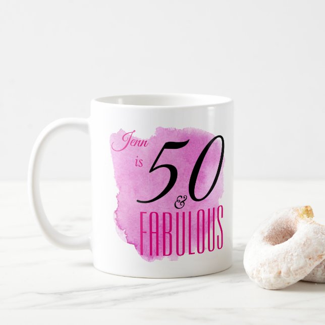 Caneca De Café Raspberry Paint Splash Design 50 e Fabuloso Partid (Com Donut)