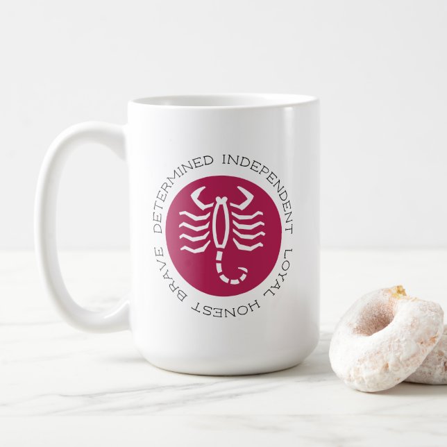 Caneca De Café Raspberry Red Scorpio Traça Zodiac Star Sign Coff (Com Donut)