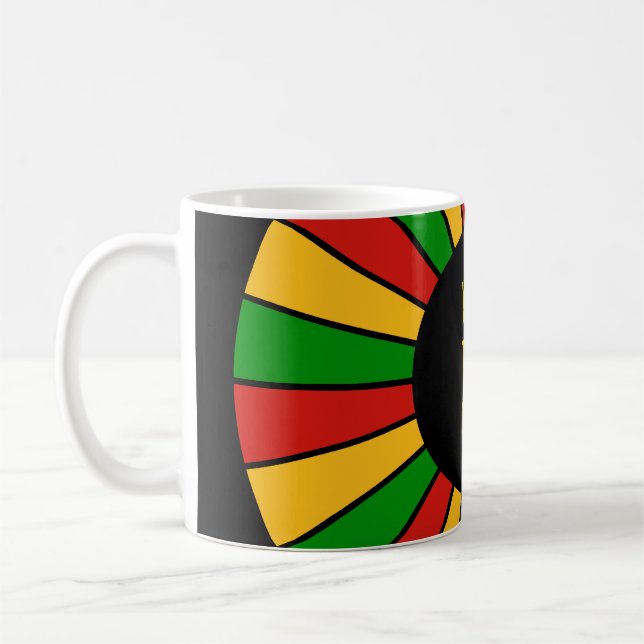 Caneca De Café RASTAFARI FLAG BOTON RAYS + seu sinal ou texto (Esquerda)